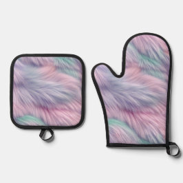 パステルレインボーファー 鍋つかみ&鍋敷きセット