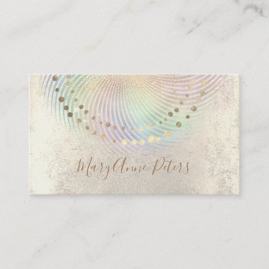 パステルレインボーフェイクスワール金ゴールドフォイルデコール 名刺 (正面)