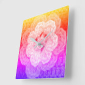 パステルレインボーフエスデザユニークイナークロチェットプリント スクエア壁時計 (傾斜)