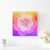 パステルレインボーフエスデザユニークイナークロチェットプリント スクエア壁時計 (ホーム)