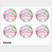 パステルレインボーフラワーズレトロ誕生日サンキューユー ラウンドシール (シート)