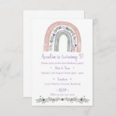 パステルレインボーフローラバースデーパーティー招待 招待状 (正面/裏面)