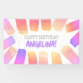 パステルレインボーブラシパタ絵を描ーンバースデーパーティー 横断幕 (横)