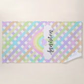 パステルレインボープレイド ビーチタオル (正面)