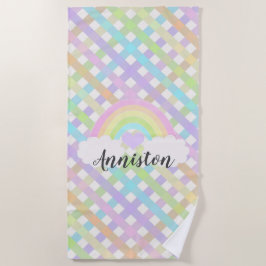 パステルレインボープレイド ビーチタオル