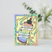 パステルレインボーヘアダイボトル10代のガールマンガ ポストカード (スタンド正面)