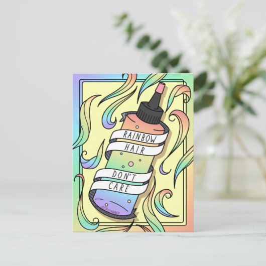 パステルレインボーヘアダイボトル10代のガールマンガ ポストカード (スタンド正面)
