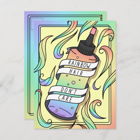 パステルレインボーヘアダイボトル10代のガールマンガ ポストカード (正面/裏面)