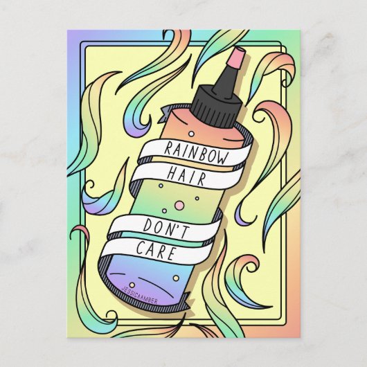 パステルレインボーヘアダイボトル10代のガールマンガ ポストカード (正面)