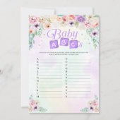 パステルレインボーベイビーシャワーベビーABCズゲームカード 招待状 (正面)