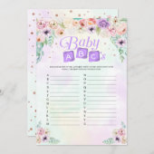 パステルレインボーベイビーシャワーベビーABCズゲームカード 招待状 (正面/裏面)