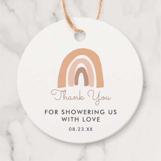 パステルレインボーベビーシャワーありがとう好意T フェイバータグ (正面)