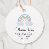 パステルレインボーベビーシャワーサンキューメッセージカード フェイバータグ (裏面)