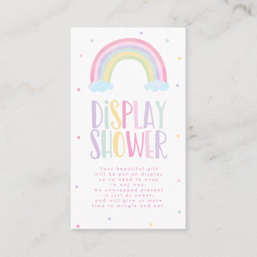 パステルレインボーベビーシャワーディスプレイシャワー エンクロージャーカード (正面)