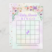 パステルレインボーベビーシャワービンゴゲームカード 招待状 (正面/裏面)