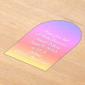 パステルレインボーベビーシャワーピンクブルーパープル4Amand アクリル招待状 (レイダウン)