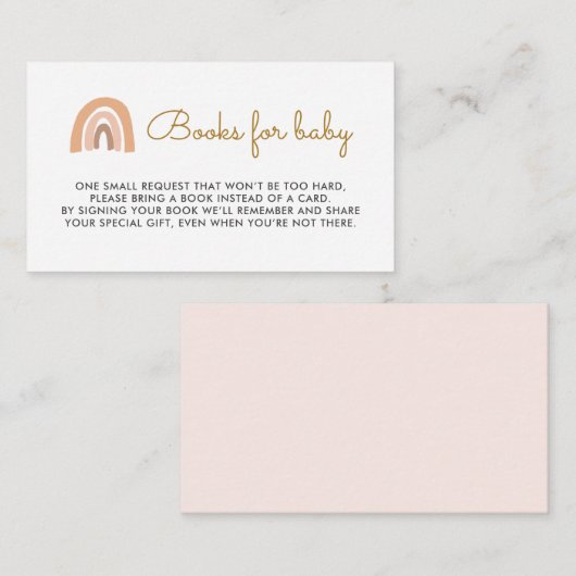 パステルレインボーベビーシャワーブックベビーインサート エンクロージャーカード (正面/裏面)