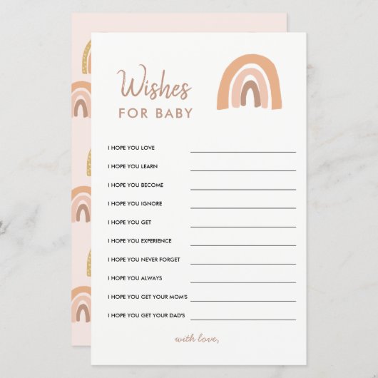 パステルレインボーベビーシャワーベビーカード (正面/裏面)