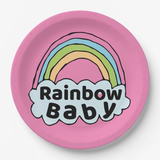 パステルレインボーベビー誕生賛美ズ誕生ミラクル ペーパープレート (正面)