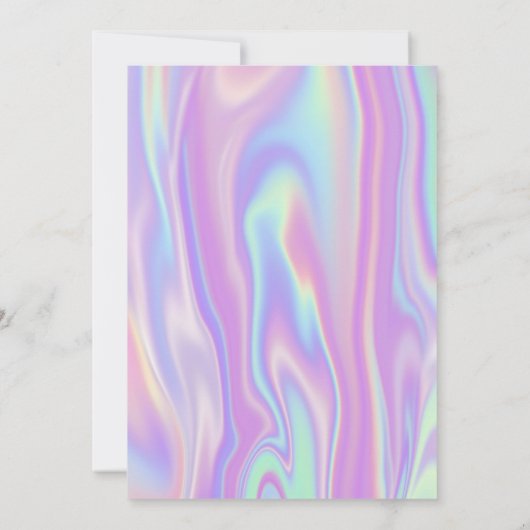 パステルレインボーホログラフィックベビーガールシャワー 招待状 (裏面)