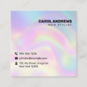 パステルレインボーホログラフィック美容師 スクエア名刺 (正面)