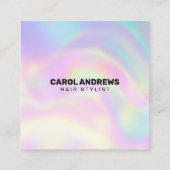 パステルレインボーホログラフィック美容師 スクエア名刺 (裏面)