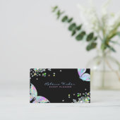 パステルレインボーホログラフィック虹色バタフライ 名刺 (スタンド正面)