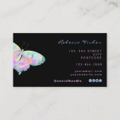 パステルレインボーホログラフィック虹色バタフライ 名刺 (裏面)