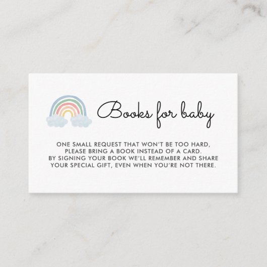 パステルレインボーボーイベビーシャワーブック挿入 エンクロージャーカード (正面)