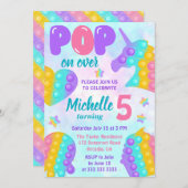 パステルレインボーポップ・アートのイットファイドゲットトイ誕生日パーティー 招待状 (正面/裏面)
