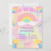 パステルレインボーポップ・アートのオンバイッポップ・アートのトガールズ誕生日 招待状 (正面)