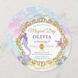 パステルレインボーマーメイドアンダーザシー誕生日 招待状