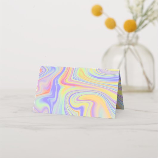 パステルレインボーマーリング座席表またはエスコートカード プレイスカード (裏面)