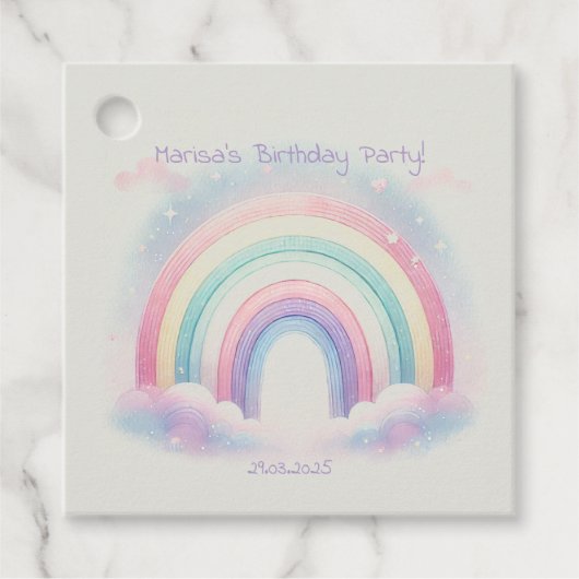 パステルレインボーメッセージカードズフォーバースデーパーティー フェイバータグ (正面)