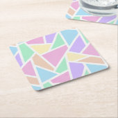 パステルレインボーモザイクパターン スクエアペーパーコースター (アングル)