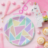 パステルレインボーモザイクパターン ペーパープレート (パーティー)