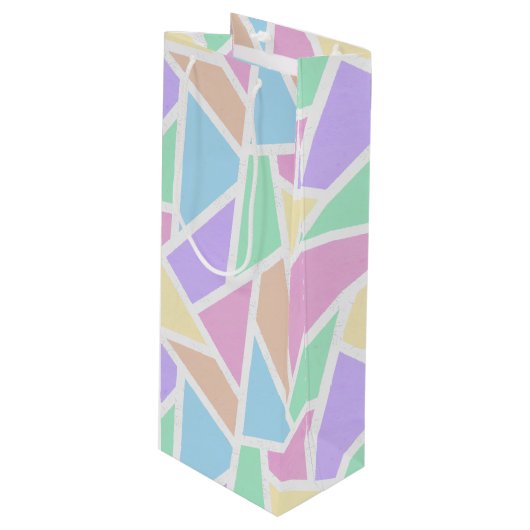 パステルレインボーモザイクパターン ワインギフトバッグ (正面アングル)