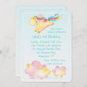 パステルレインボーユニコーンと甘い雲 招待状 (正面/裏面)