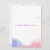 パステルレインボーユニコーンバースデーパーティー招待状ガール サンキューカード (裏面)