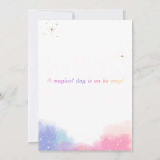 パステルレインボーユニコーンバースデーパーティー招待状ガール サンキューカード (裏面)