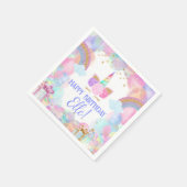 パステルレインボーユニコーンバースデーパーティー スタンダードカクテルナプキン (角)