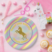 パステルレインボーユニコーンパーソナライズされた誕生日 ペーパープレート (パーティー)