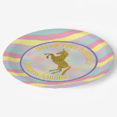 パステルレインボーユニコーンパーソナライズされた誕生日 ペーパープレート (アングル)