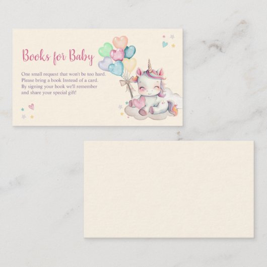パステルレインボーユニコーンベビーシャワーブズベビー エンクロージャーカード (正面/裏面)