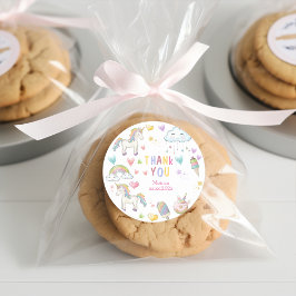 パステルレインボーユニコーン感謝してい魔法ユー誕生日 ラウンドシール