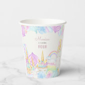 パステルレインボーユニコーン甘い誕生日 紙コップ (裏面)