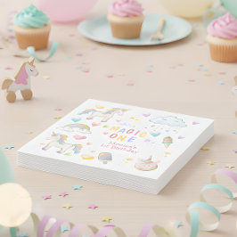 パステルレインボーユニコーン魔法1歳 スタンダードランチョンナプキン