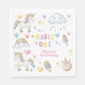 パステルレインボーユニコーン魔法1歳 スタンダードランチョンナプキン (正面)