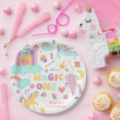 パステルレインボーユニコーン魔法1歳 ペーパープレート (パーティー)