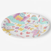 パステルレインボーユニコーン魔法1歳 ペーパープレート (アングル)